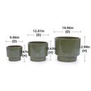 3 Pieces Ceramic Flowerpot, Planter For Patio, Garden Or Windowsills - Antique Light Green