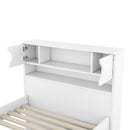Captain Platform Bed Frame With Storage Bookcases, Shelves, And 4 Drawers