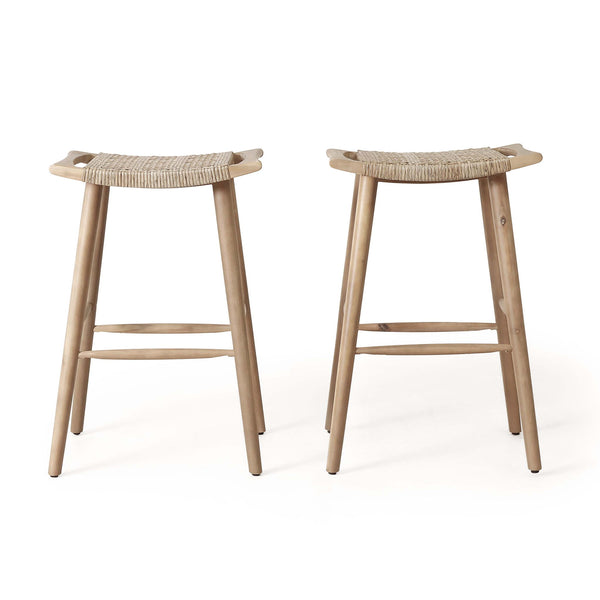 Pulaski - Rustic Style Outdoor Barstools Set With Faux Rattan Seating - Light Multi Brown