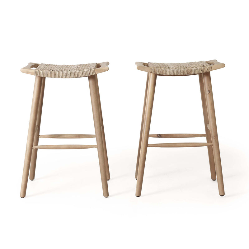 Pulaski - Rustic Style Outdoor Barstools Set With Faux Rattan Seating - Light Multi Brown