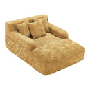 Chenille Interior Lazy Sofa Chaise Longue Armchair With 3 Pillows And Armrests