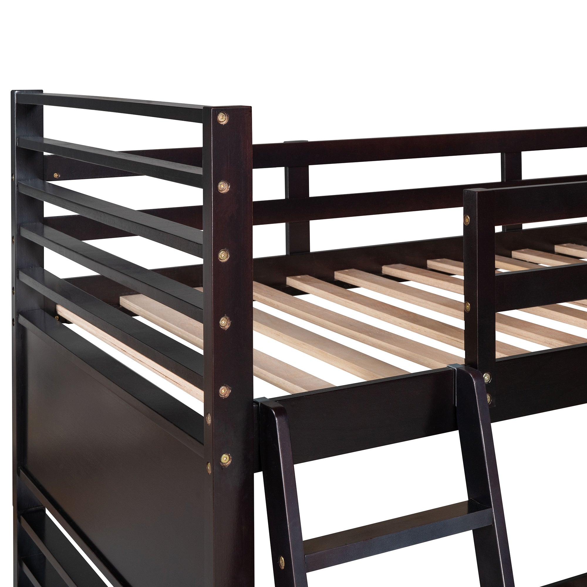 Twin over Twin Wood Bunk Bed with Two Drawers - Espresso - Atlantic Fine Furniture Melbourne FL