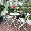 3 Piece Patio Bistro Set Of Foldable Round Table And Chairs