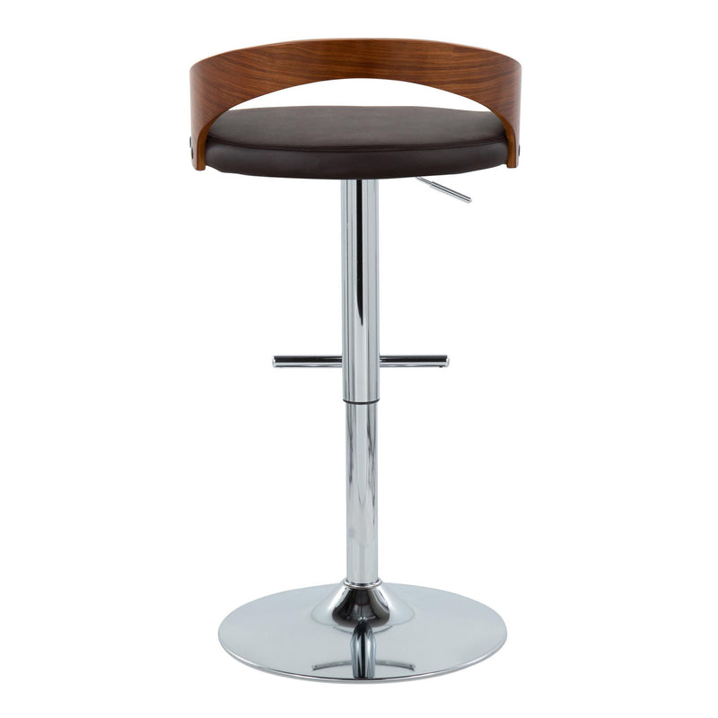 Grotto - Mid Century Modern Adjustable Height Barstool, Swivel With Straight T Footrest (Set of 2)