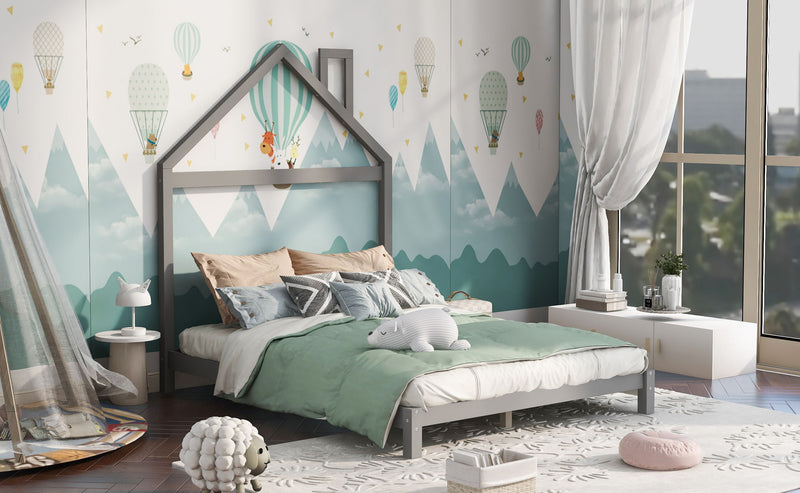 Platform Bed With House Shaped Headboard
