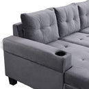 Modern Sectional Sofa Set With L Shape Chaise Lounge And Storage