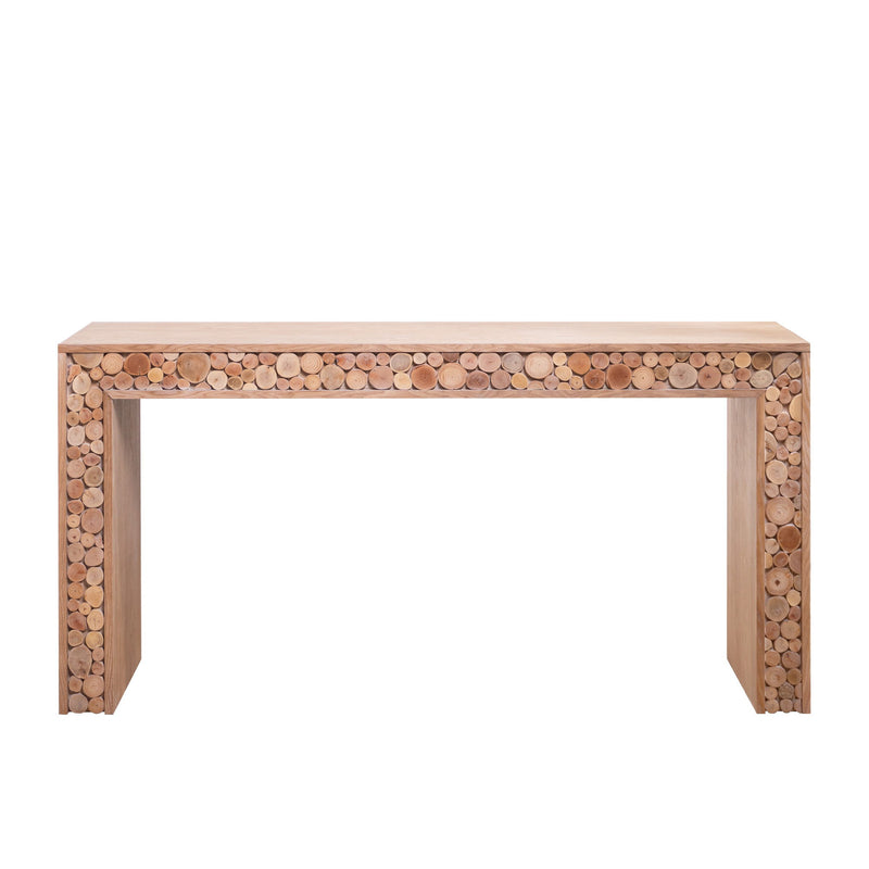 Rustic Wood Console Table With Natural Log Accents, Entryway Table, Narrow Sofa Table, Hallway Accent Table, Modern Farmhouse Style - Natural