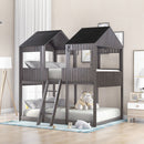 Bunk Bed With Roof, Window, Guardrail, Ladder