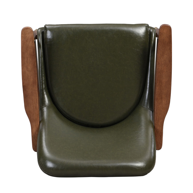 Mid - Century Accent Chair With Cushioned Seat, Brass Tipped Legs