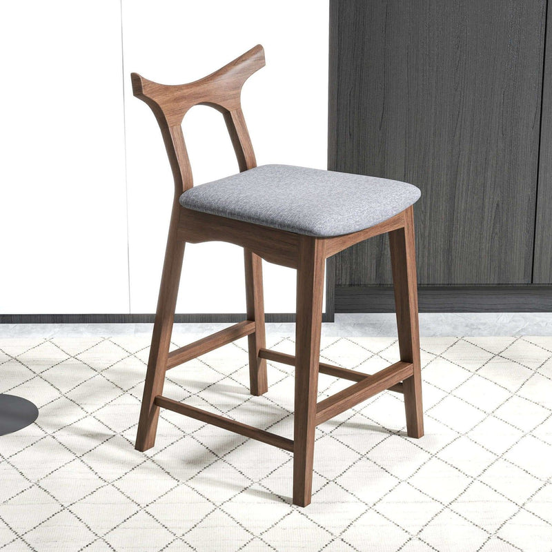 Hester - Solid Wood Upholstered Square Bar Chair (Set of 2) - Gray