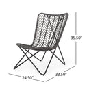 Outdoor Wicker Chair With Geometric Cross Base, (Set of 2) - Gray