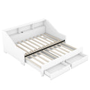 Daybed Frame With Storage Bookcases, 2 Drawers, Charging Station