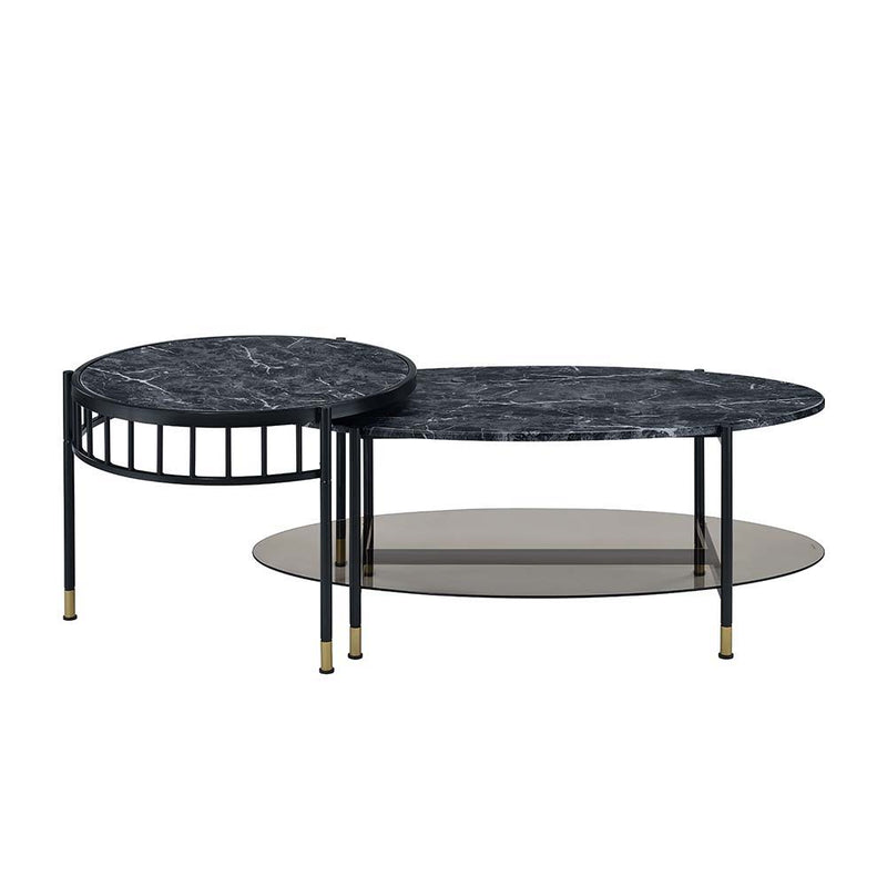 Silas - Coffee Table - Faux Marble Top & Black Finish - Atlantic Fine Furniture Inc