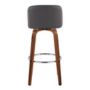 Toriano - Mid Century Modern Fixed Height, Barstool With Swivel With Round Footrest (Set of 2)