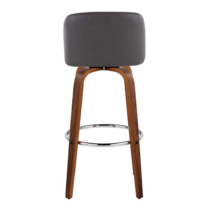 Toriano - Mid Century Modern Fixed Height, Barstool With Swivel With Round Footrest (Set of 2)