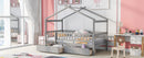 Twin Size Wooden House Bed with Two Drawers, Gray