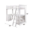 Ambar - Twin Loft Bed With Desk & Bookcase & Chest - Light Gray