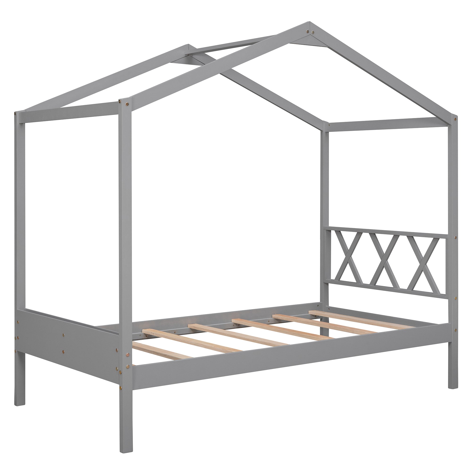 Twin Size Wood House Bed with Storage Space, Gray(OLD SKU: LP000001AAE) - Atlantic Fine Furniture Melbourne FL
