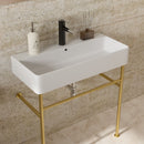 Ceramic Console Bathroom Sink With Overflow