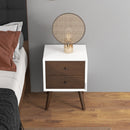 Caroline - Mid-Century Modern Style White Night Stand 2 Drawer
