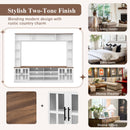 Wall Unit Entertainment Center With Bookshelves For TVs Up To 80", Tempered Glass Doors And Adjustable Shelves