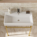 Ceramic Console Bathroom Sink With Overflow