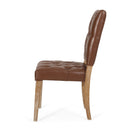 Sophisticated Dining Chair Set With Button Tufting - Light Brown / Weathered Wood