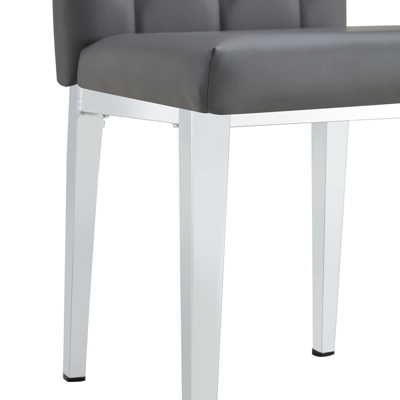 Vintage Style Armless Dining Chairs Set With Grid And Buckle Design