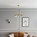 Elegance 5 Lights Linear Arms With Chain Chandelier - Clear / Gold