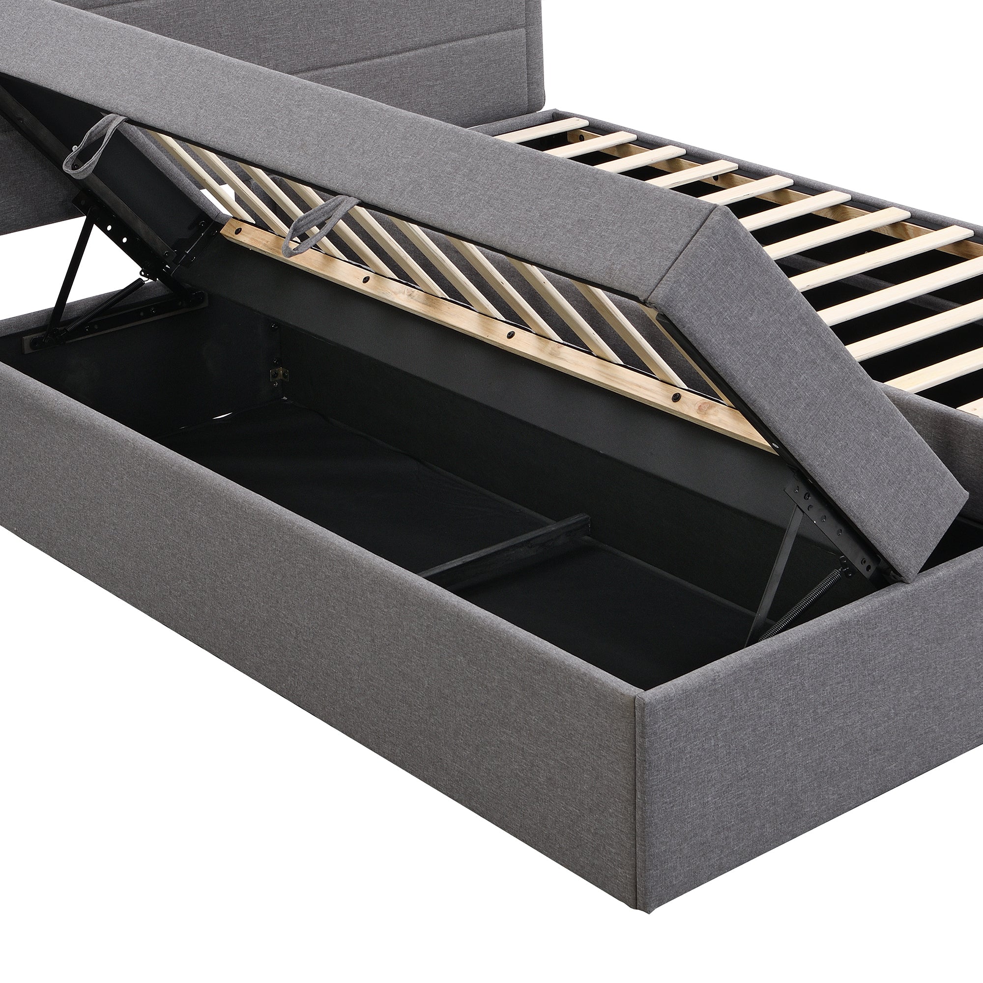 Queen Size Upholstered Platform Bed with Storage Underneath, Gray - Atlantic Fine Furniture Melbourne FL