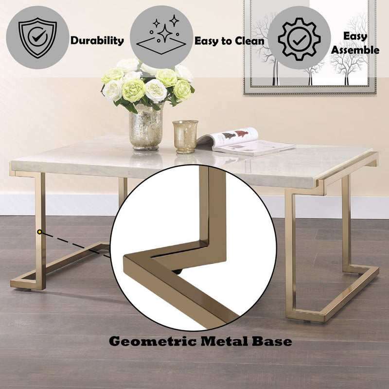 Boice II - Coffee Table - Faux Marble & Champagne