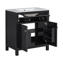 Bathroom Vanity With Ceramic Sink, Modern Single Bathroom Cabinet With 2 Doors And A Shelf, Soft Close Doors