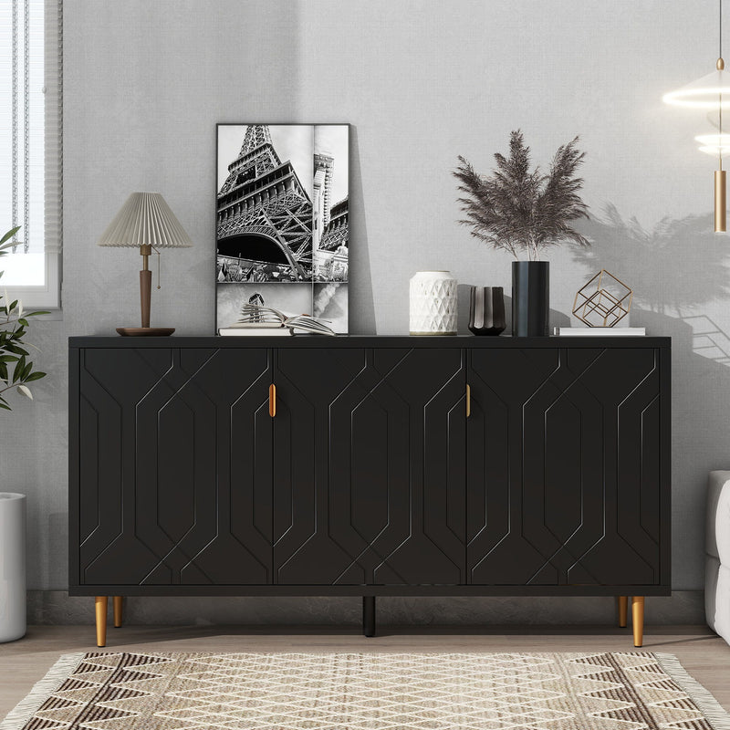 Modern TV Stand With 3 Doors And Adjustable Shelves
