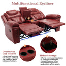 3 Pieces Recliner Sofa Sets Home Theater Seating Manual Recliner Chair With Center Console And LED Light Strip For Living Room