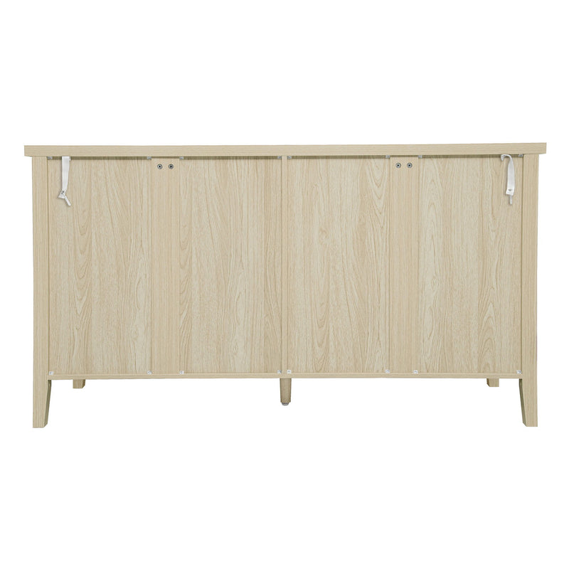 Hollowed Out Cabinet With 4 Doors, Suitable For Bedroom - Natural
