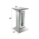 Nysa - 24" Pedestal Stand - Mirrored & Faux Crystals
