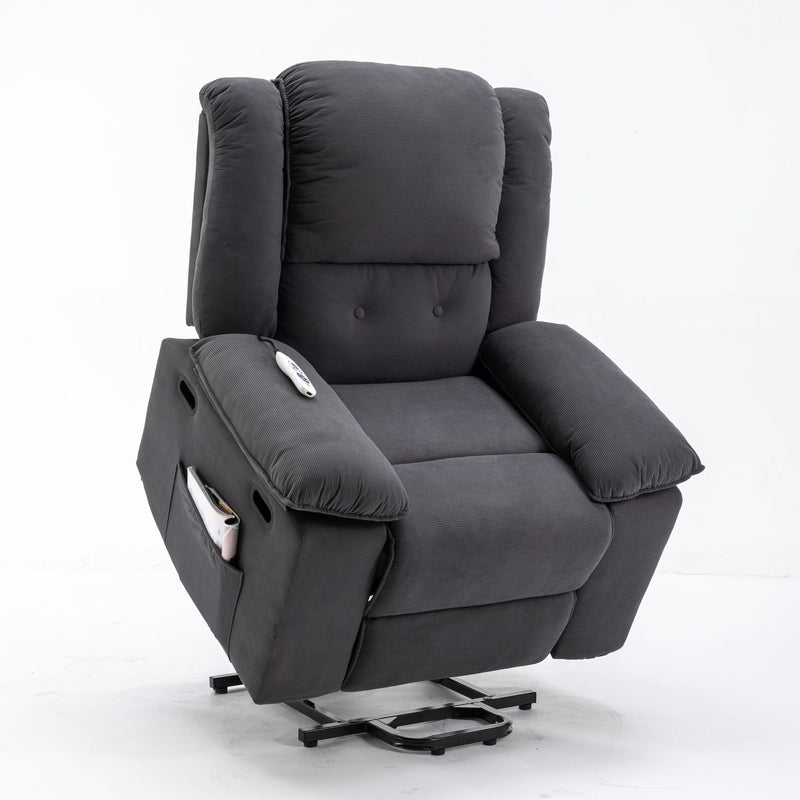 Massage Recliner, Power Lift Chair For Elderly With Adjustable Massage And Heating Function, Recliner Chair With Infinite Position And Side Pocket For Living Room