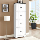 Tall Storage Cabinet With 8 Doors And 4 Shelves, Wall Storage Cabinet For Living Room, Kitchen, Office, Bedroom, Bathroom