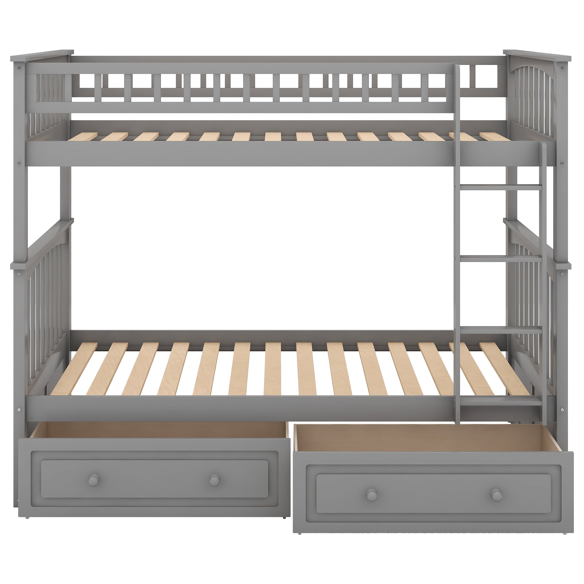 Twin over Twin Bunk Bed with Drawers, Convertible Beds, Gray(Old SKU: SM000240AAE-1) - Atlantic Fine Furniture Melbourne FL