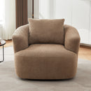 360° Swivel Barrel Sofa Chair With Throw Pillow, Chenille Upholstered Accent Chair
