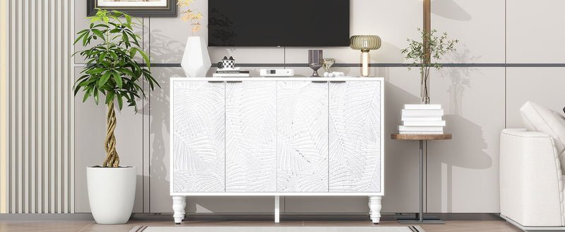 Modern TV Stand With 2 Spacious Storage Space And Anti-Tip Device