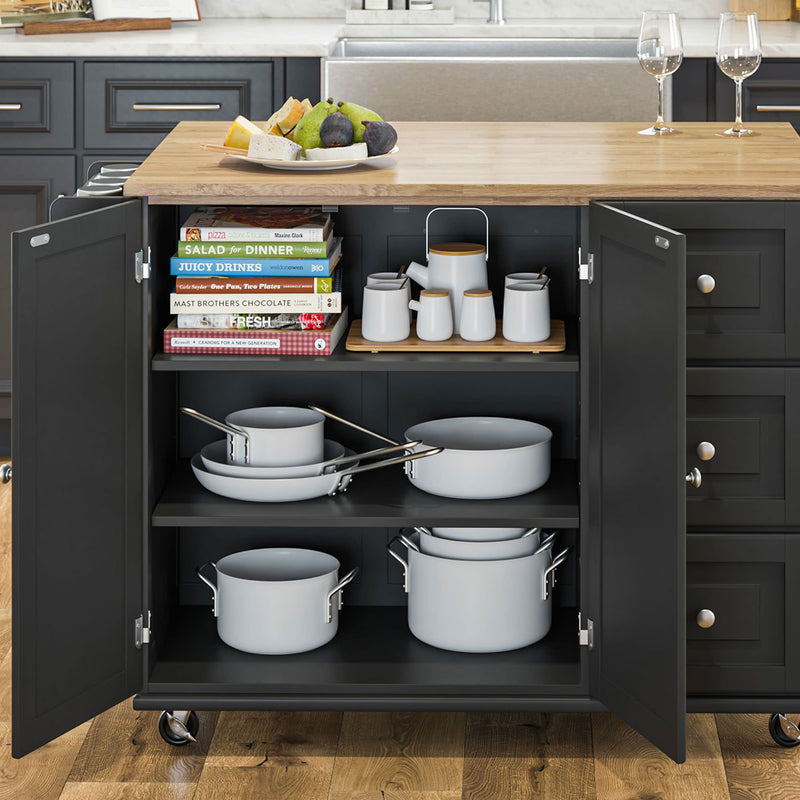Blanche - Kitchen Cart - Rubber Wood Top