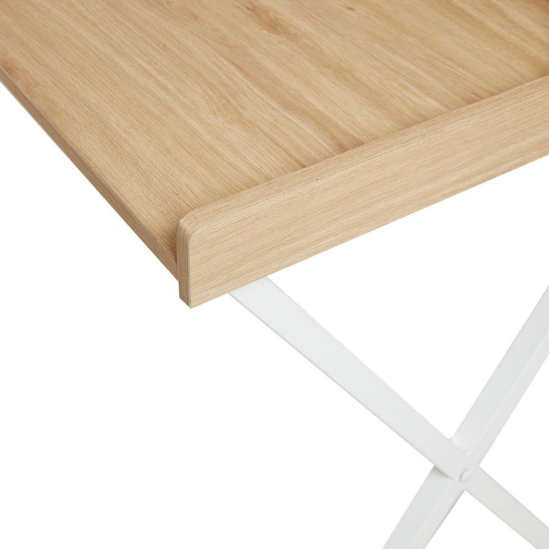 Design Laurel Writing Desk With Storage And Metal Crossed Legs - Natural / White