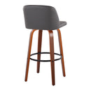 Toriano - Mid Century Modern Fixed Height Barstool Swivel And Round Footrest (Set of 2)