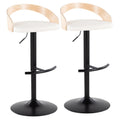 Grotto - Contemporary Adjustable Barstool With Swivel & Rounded T Footrest (Set of 2)