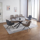 Hester - Ceramic Top Dining Table - Gray & Black