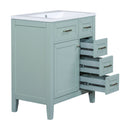 30" Bathroom Vanity With Sink Combo, Bathroom Cabinet With Drawers - Green