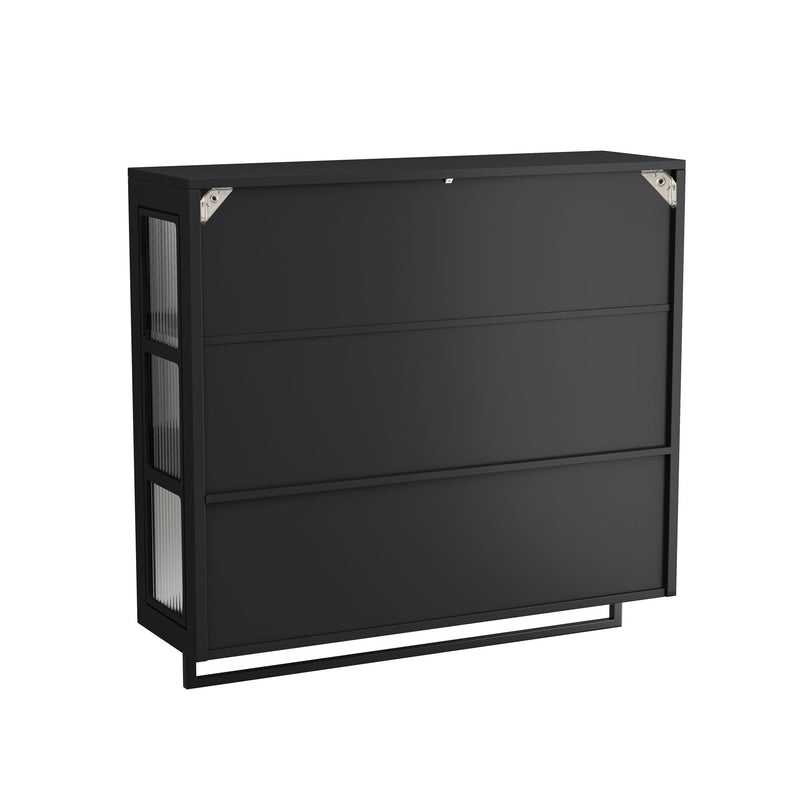 3 Door Wall Cabinet With Glass Door And Towel Bar