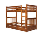 Twin-Over-Twin Bunk Bed with Ladders and Two Storage Drawers (Walnut)(OLD SKU:LT000265AAD)