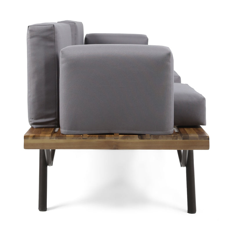Outdoor Sofa With Cushions And Iron Legs - Dark Gray